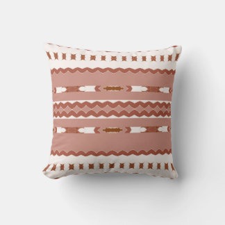 Blush Harmony – Dusty Rose Brown & Cream Geometric Throw Pillow