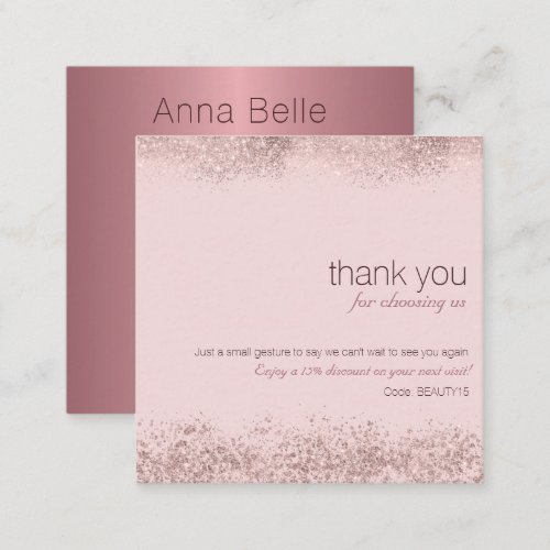 Blush Harmony Thank You  Square Business Card