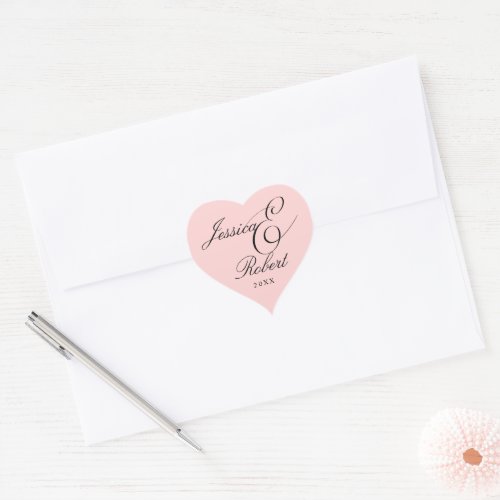 Blush Heart Ampersand Wedding Envelope Seal