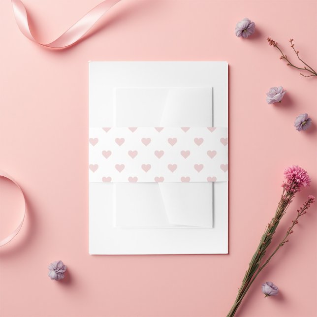 Blush Heart Pattern Invitation Belly Band (Blush Heart Pattern Invitation Belly Band)
