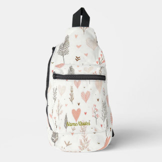 Blush Hearts & Botanical Seamless Pattern Sling Bag