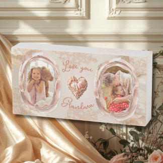 Blush Heirloom Heart Family Photo Keepsake Panel Wooden Box Sign