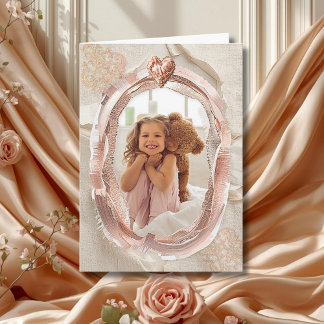 Blush Heirloom Heart Photo Frame Loving  Card
