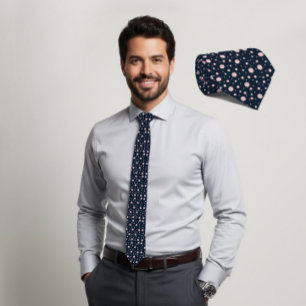 Blush Hexagon Geometric Navy Tie