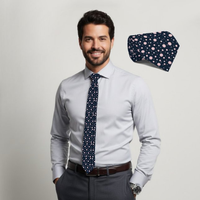 Blush Hexagon Geometric Navy Tie (Creator Uploaded)