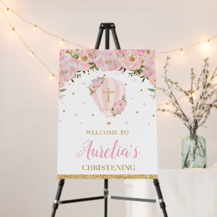 Blush Hot Air Balloon Christening Baptism Welcome  Foam Board
