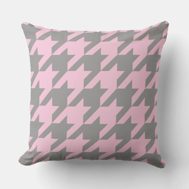 Blush Houndstooth Throw Pillow (Front)