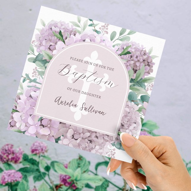 Blush Hydrangea Arch Baptism Invitation (Creator Uploaded)