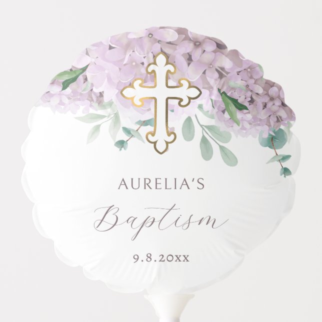 Blush Hydrangea Baptism Balloon (Front)