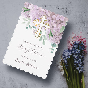 Blush Hydrangea Baptism Invitation