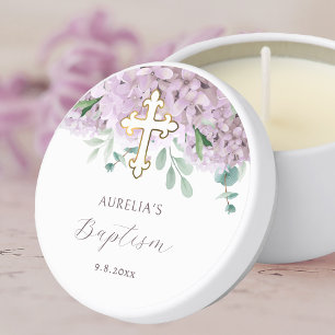 Blush Hydrangea Baptism Mini Candle Favors