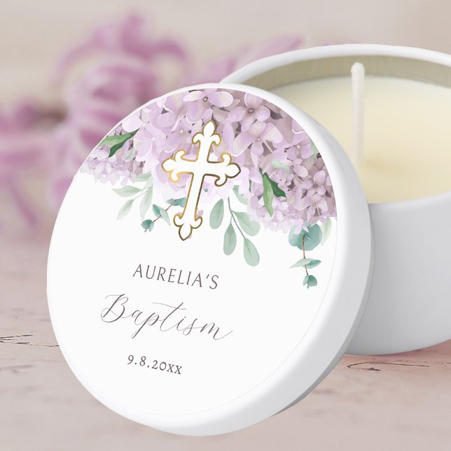 Blush Hydrangea Baptism Mini Candle Favors (Creator Uploaded)