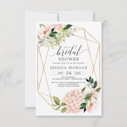 Blush Hydrangea Bridal Shower Invitations