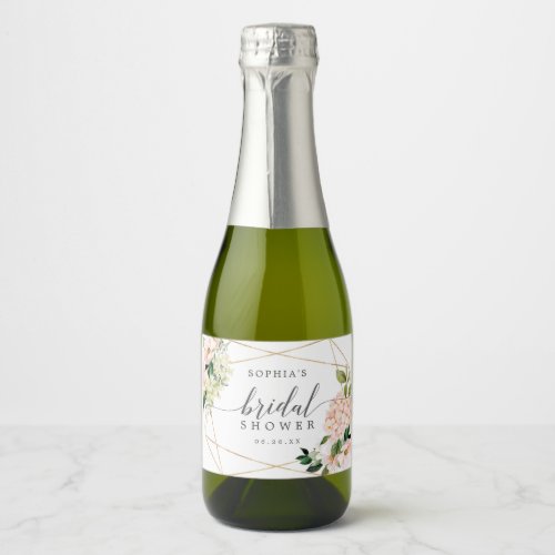 Blush Hydrangea Bridal Shower Sparkling Wine Label
