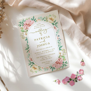 Blush Hydrangea Floral Wedding Invitation Card