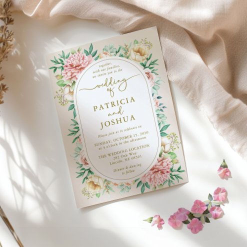 Wedding Invitations - Pink Dramatic personalized gifts for you Blush hydrangea floral wedding invitation card