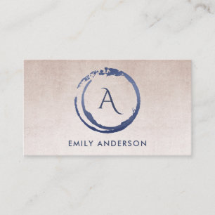 BLUSH INK BLUE BRUSH MARK CIRCLE LOGO MONOGRAM BUSINESS CARD
