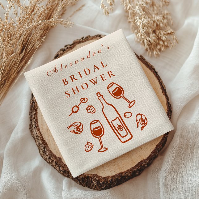 Blush Italian Wine Bridal Shower Napkins (Creator Uploaded)