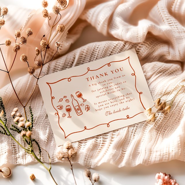 Blush Italian Wine Bridal Shower Thank You Card (Creator Uploaded)