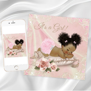 Blush Ivory African American Baby Shower Invitation