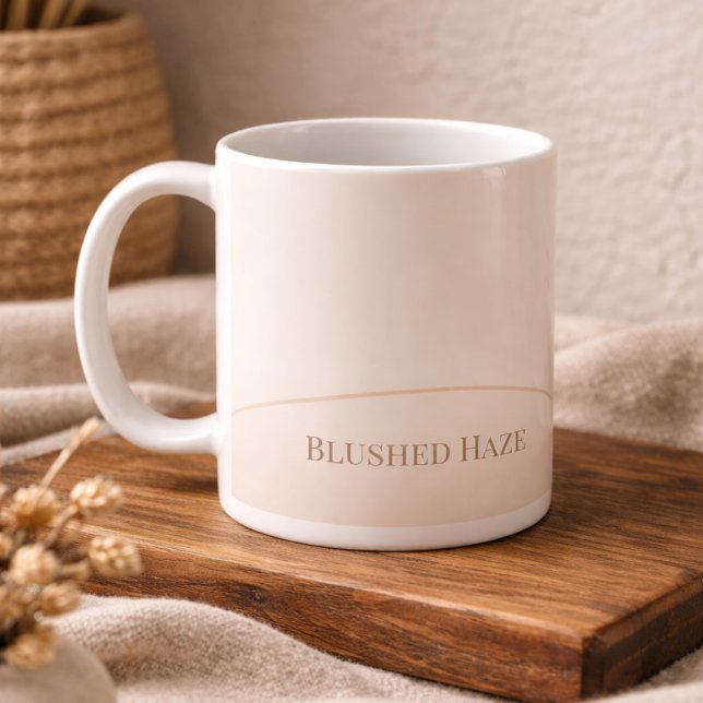 Blush Ivory Arc Glow Classic Mug, 11 oz Coffee Mug (Minimal Blushed Haze script with warm neutral color blend)
