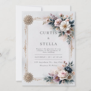 Blush Ivory Filigree Wedding Invitation