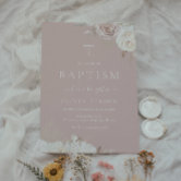 Elegant Gold Cross and peals girl Baptism Invitation