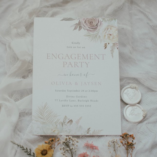 Blush & Ivory Floral Engagement Party Invitation (Creator Uploaded)