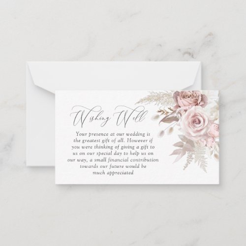 Blush Ivory Floral Wedding Wishing Well Note Card