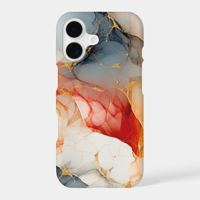 Blush & Ivory Marble with Golden Veins iPhone Case (Back)