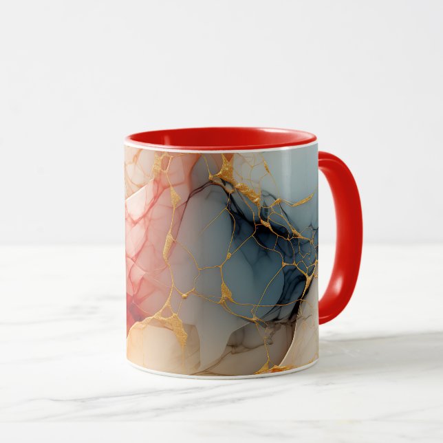 Blush & Ivory Marble with Golden Veins Mug (Front Right)