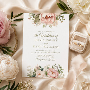 Blush & Ivory Peony Wedding Invitation