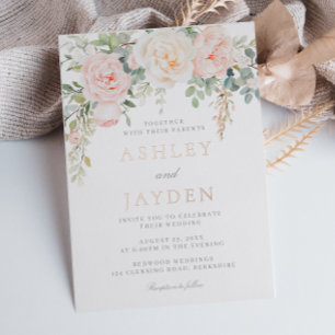 Blush Ivory & Rose Gold Foil Wedding Invitation