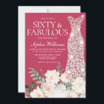 Blush & Ivory, Rose Gold & Magenta 60th Birthday Invitation<br><div class="desc">Blush & Ivory,  Rose Gold & Magenta 60th Birthday Invitation. Also available as a digital download

Many more dress color variations and flower arrangements in the collection (see below)</div>