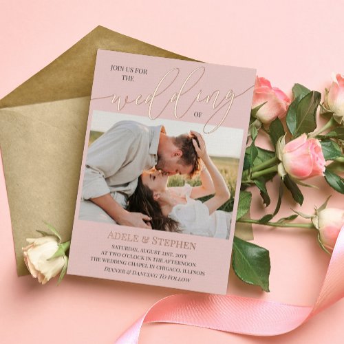  Blush Join Us Script Photos Double Sided Wedding Foil Invitation