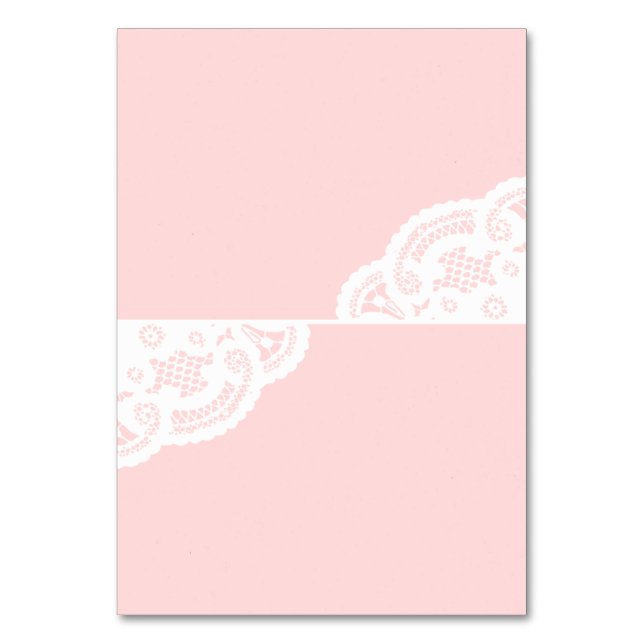 Blush Lace Doily Wedding Table Place Cards (Front)