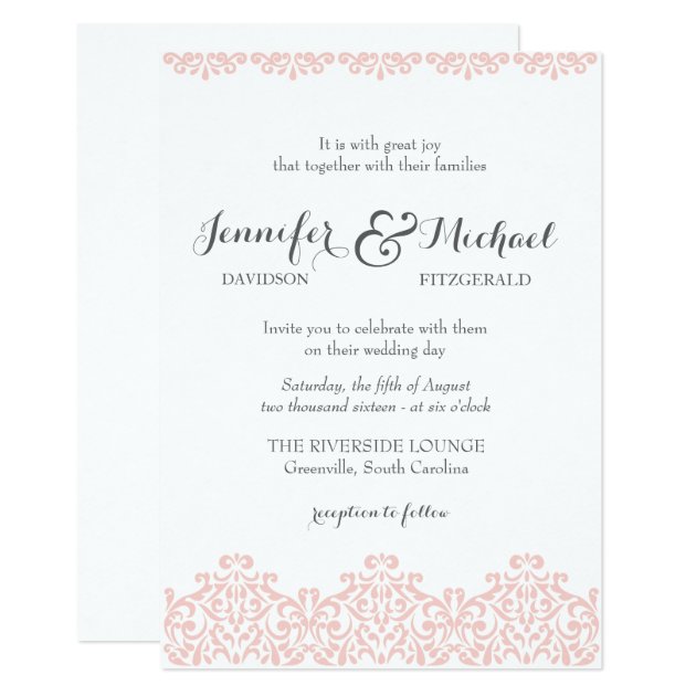 Blush Lace Elegant Wedding Invitation