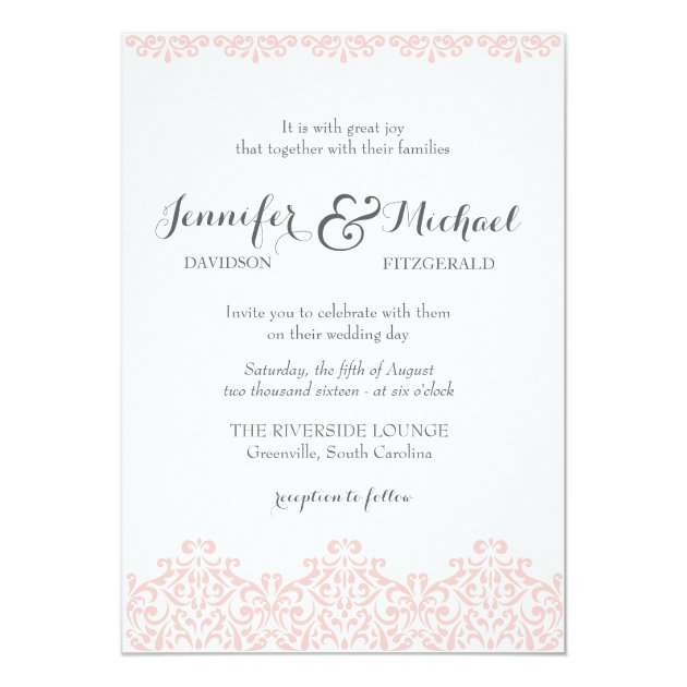 Blush Lace Elegant Wedding Invitation