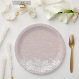Blush Lace Floral Paper Plates