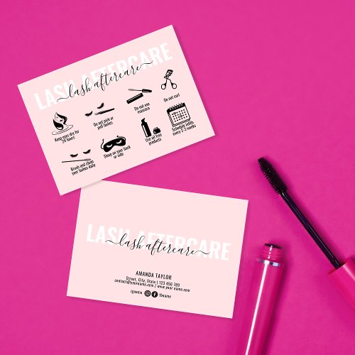 Blush Lash Aftercare Lashes Aftercare card
