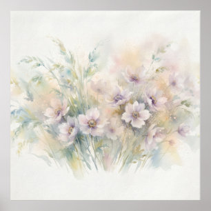 Blush Lavender Cosmos Wildflower Bouquet Poster
