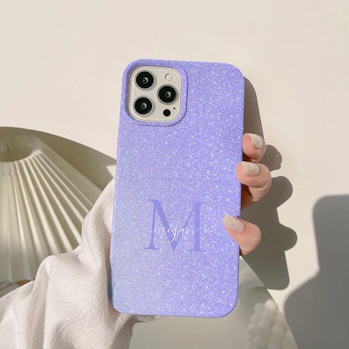 Blush Lavender Diamond Glitter Ombre Custom Chic  iPhone 15 Pro Max Case