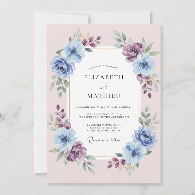 Blush Lavender Ethereal Floral Wedding Invitation (Front)