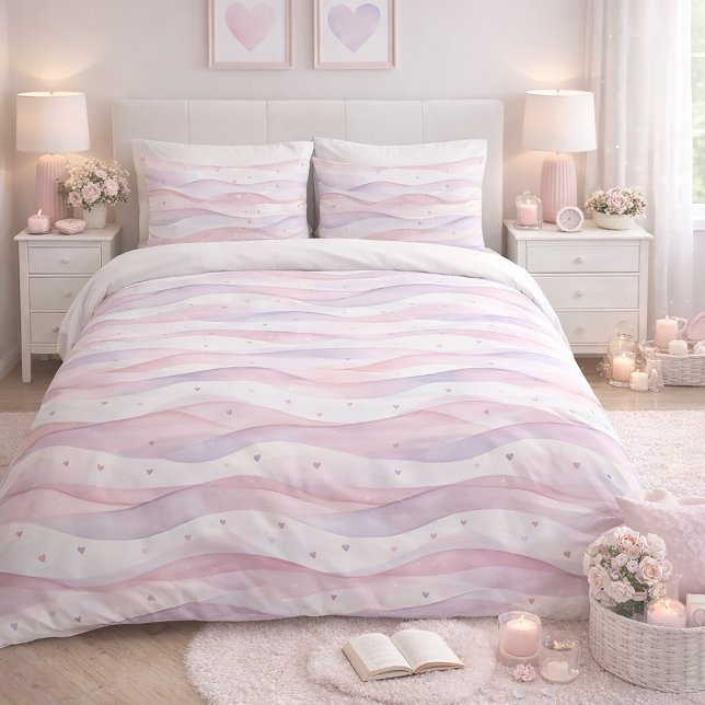 Blush & Lavender Heartwave Duvet Cover (Creator Uploaded)