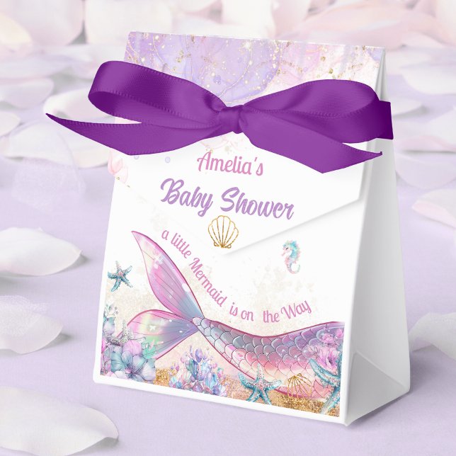 Blush Lavender Mermaid Tail Ocean Keepsake Favor Boxes (Creator Uploaded)