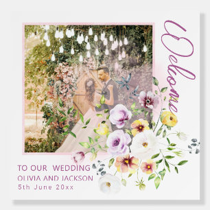 Blush Lavender Purple Floral Wedding Welcome Foam Board