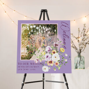 Blush Lavender Purple Floral Wedding Welcome PINK  Foam Board