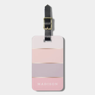 Blush & Lavender Rose Gold Wide Stripes Luggage Tag