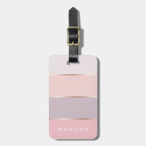 Blush  Lavender Rose Gold Wide Stripes Luggage Tag