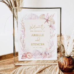 Blush Lavender Under the Sea Beach Wedding Welcome Poster